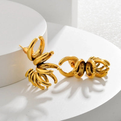 1 Pair Exaggerated Cool Style C Shape 304 Stainless Steel 18K Gold Plated Ear Studs