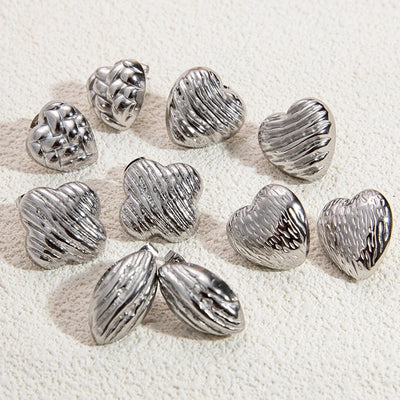 1 Pair Vintage Style Classic Style Geometric Heart Shape Plating 304 Stainless Steel Ear Studs
