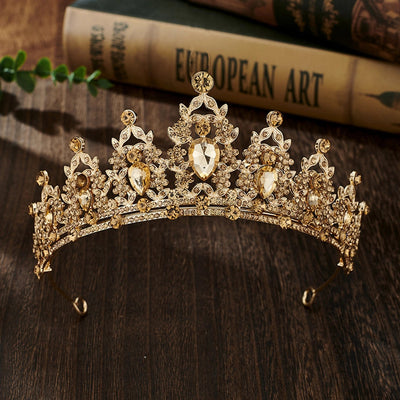glam luxurious lady crown alloy plating inlay zircon crown