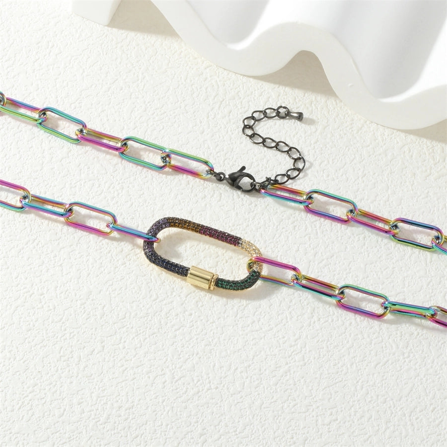 Jewelry Hip-Hop Geometric Copper Zircon Necklace