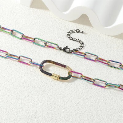 Jewelry Hip-Hop Geometric Copper Zircon Necklace