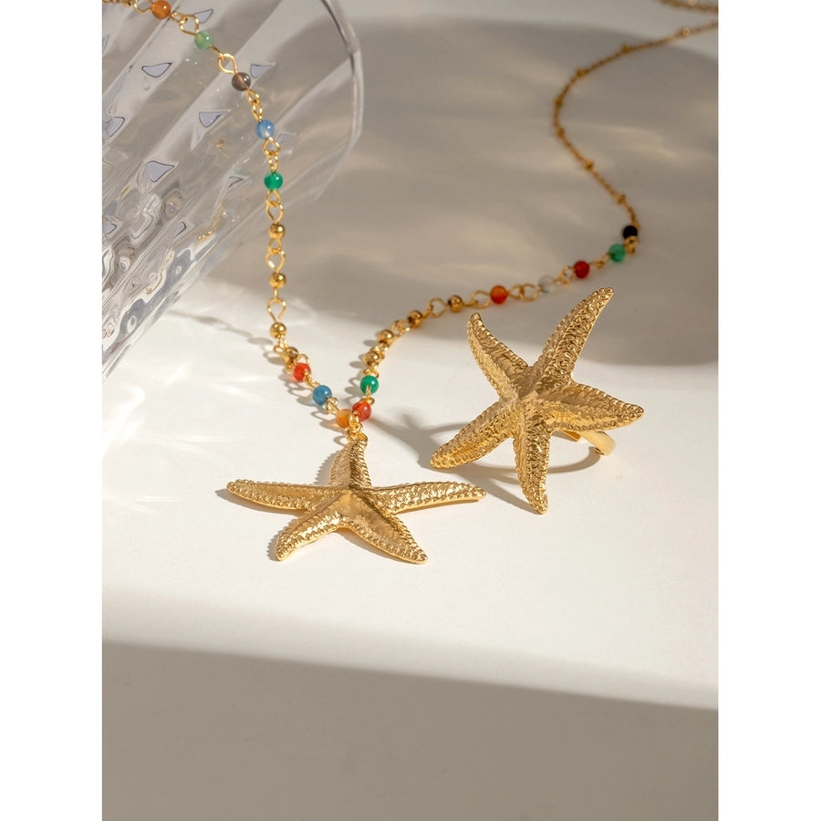 Jewelry Simple Style Classic Style Starfish 304 Stainless Steel 18K Gold Plated Rings Necklace