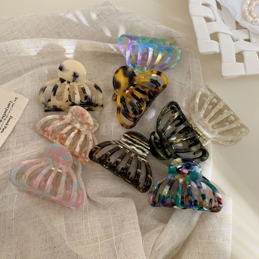 Women's Casual Simple Style Marble Shell Acetic acid sheets Hollow Out Hair Claws