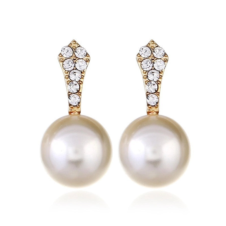 1 Pair Lady Geometric Inlay Alloy Artificial Pearls Ear Studs