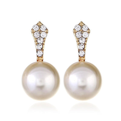 1 Pair Lady Geometric Inlay Alloy Artificial Pearls Ear Studs