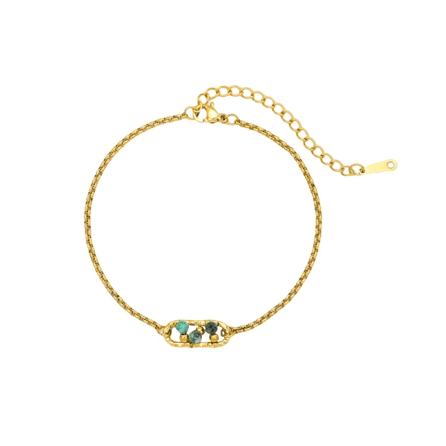 Simple Style Geometric 304 Stainless Steel natural stone 18K Gold Plated Belcher Chain Bracelets In Bulk