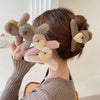 cute simple style solid color cloth hair claws
