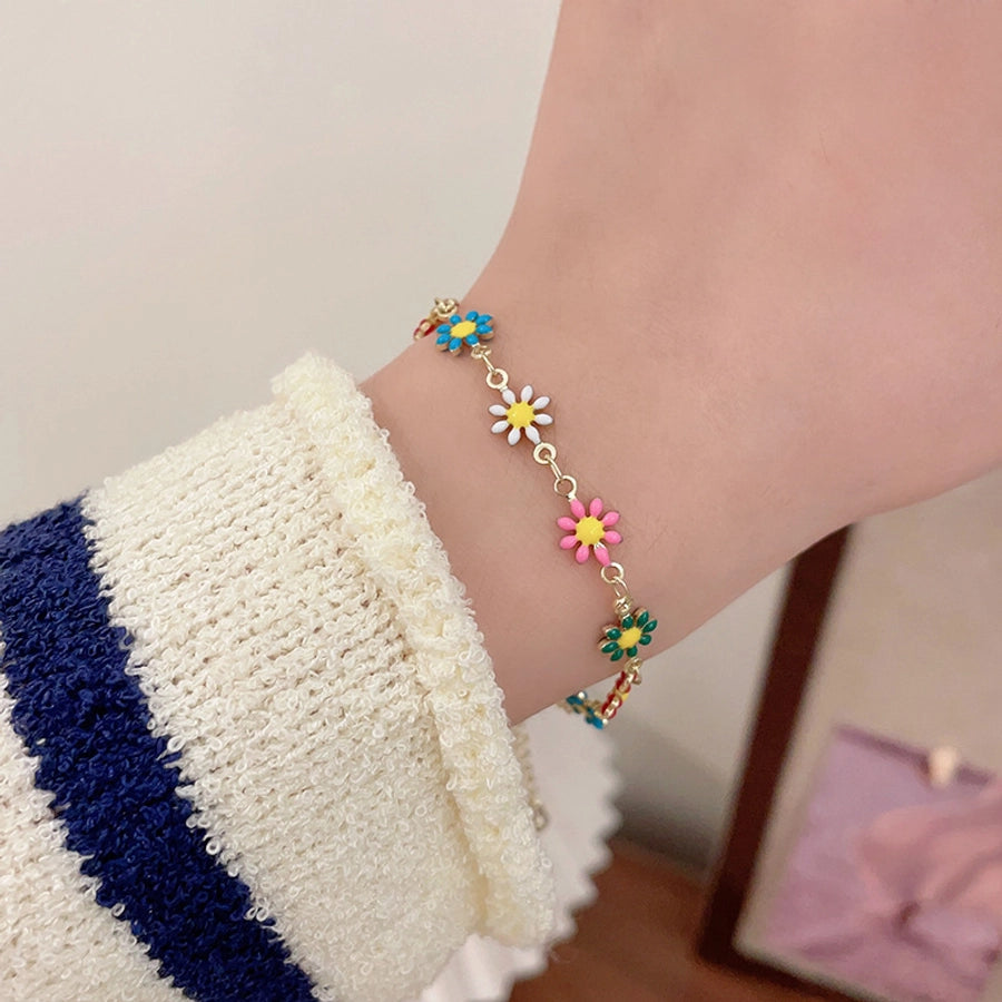 Copper Enamel Daisy Bracelets