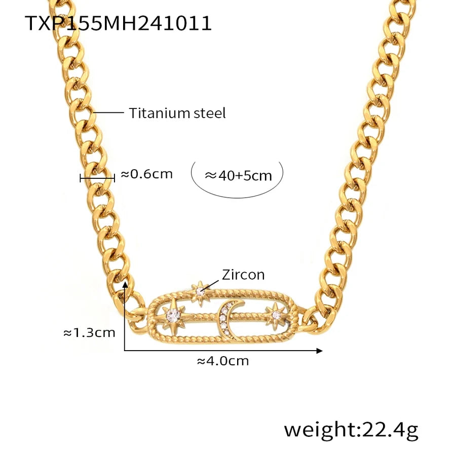 Jewelry Elegant Luxurious Vacation Heart Shape Lightning Titanium Steel Rhinestones 18K Gold Plated Plating Inlay Jewelry Set