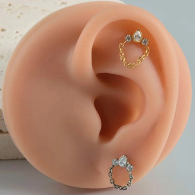 1 Piece Lip Rings Elegant Glam Ethnic Style Clouds Smile Face Wings 304 Stainless Steel Pure Titanium Titanium Alloy Tassel Zircon 14K Gold Plated White Gold Plated Lip Rings Ear Cartilage Rings & Studs