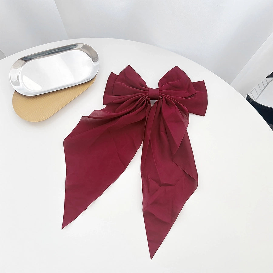 retro simple style solid color bow knot cloth hair clip