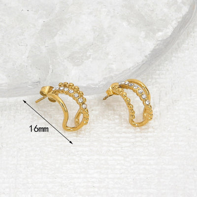 1 Pair Elegant C Shape 304 Stainless Steel 18K Gold Plated Ear Studs