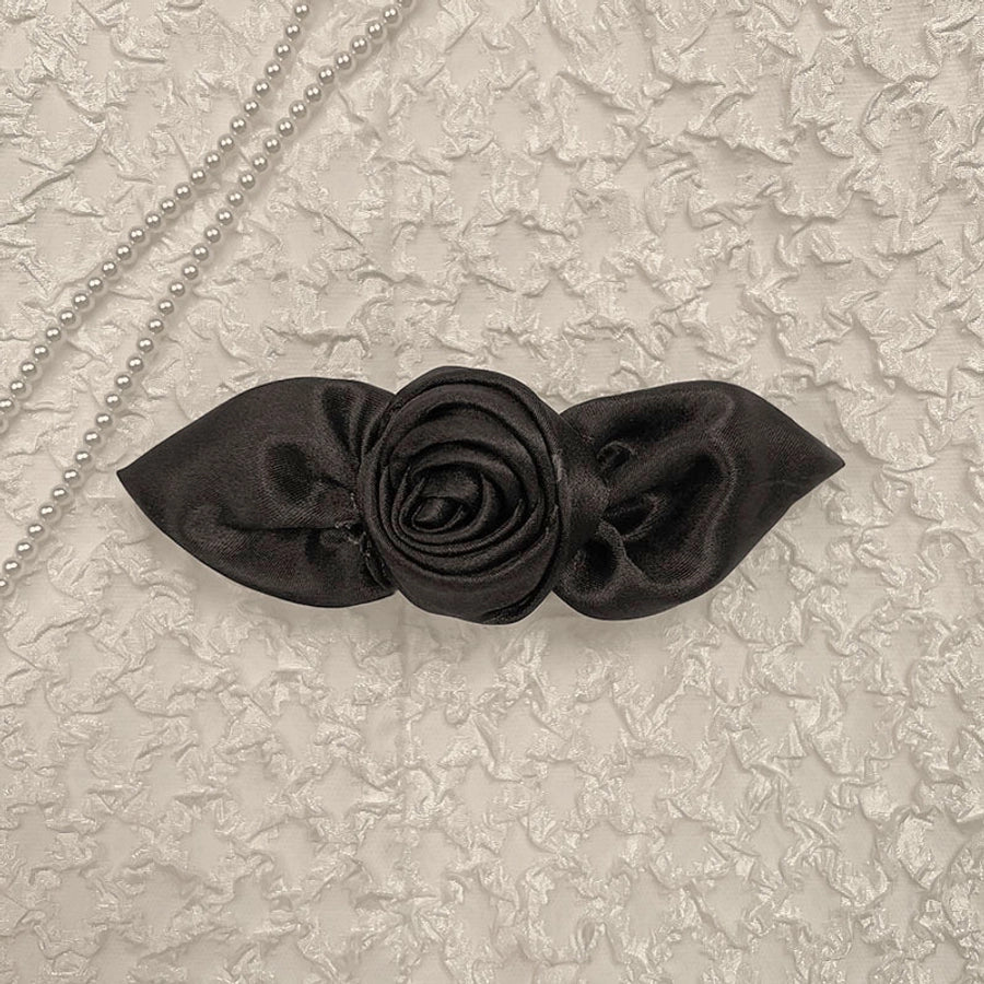 Women's Sweet Solid Color Flower Cloth Hair Clip