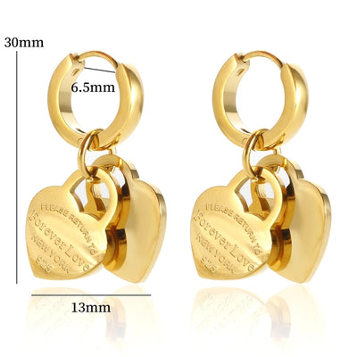 Jewelry Simple Style Heart Shape 304 Stainless Steel Plating Earrings Necklace