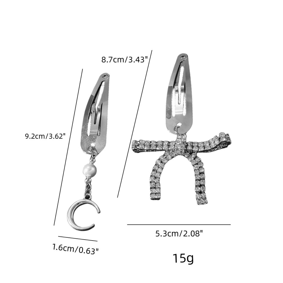 Women's IG Style Shiny Moon Bow Knot Rhinestone Pearl Inlay Rhinestones Hair Clip