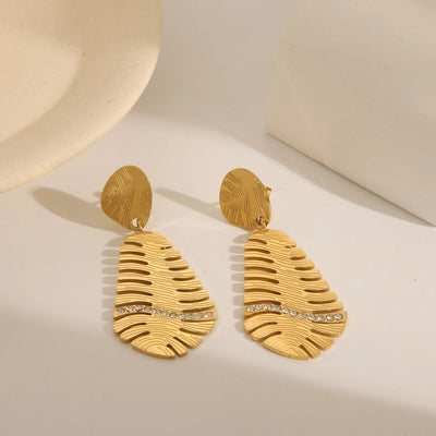 Jewelry Retro Exaggerated Commute Wings 304 Stainless Steel Zircon 18K Gold Plated Inlay Earrings Necklace