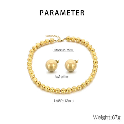 Jewelry Vintage Style Round 304 Stainless Steel 18K Gold Plated Jewelry Set