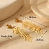 1 Pair Luxurious Simple Style Commute Leaf Flower Inlay 304 Stainless Steel Imitation Pearl 18K Gold Plated Drop Earrings