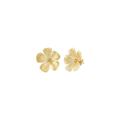 1 Pair IG Style Retro French Style Flower Petal Flowers Copper 24K Gold Plated Ear Studs