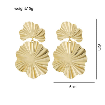 1 Pair Elegant Leaves Plating 304 Stainless Steel 18K Gold Plated Drop Earrings