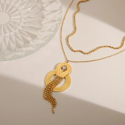 Jewelry Exaggerated Classic Style Commute Round Solid Color chain 304 Stainless Steel Zircon 18K Gold Plated Inlay Earrings Necklace