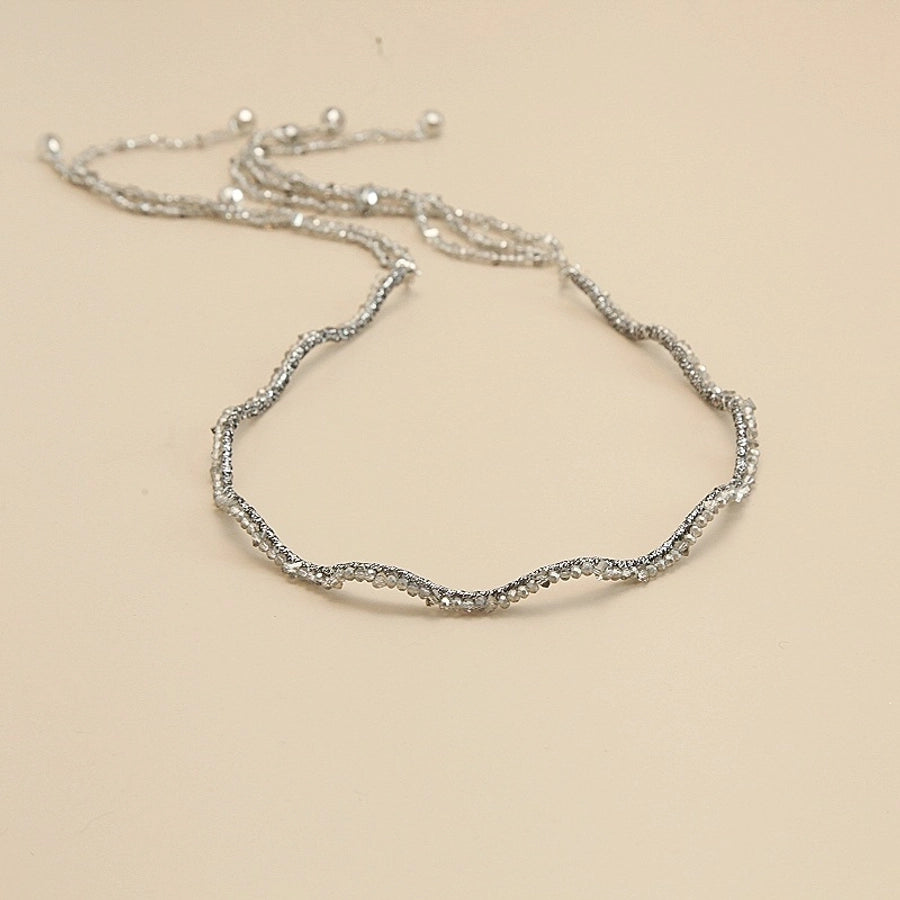 women's shiny solid color artificial crystal beaded tassel hair band