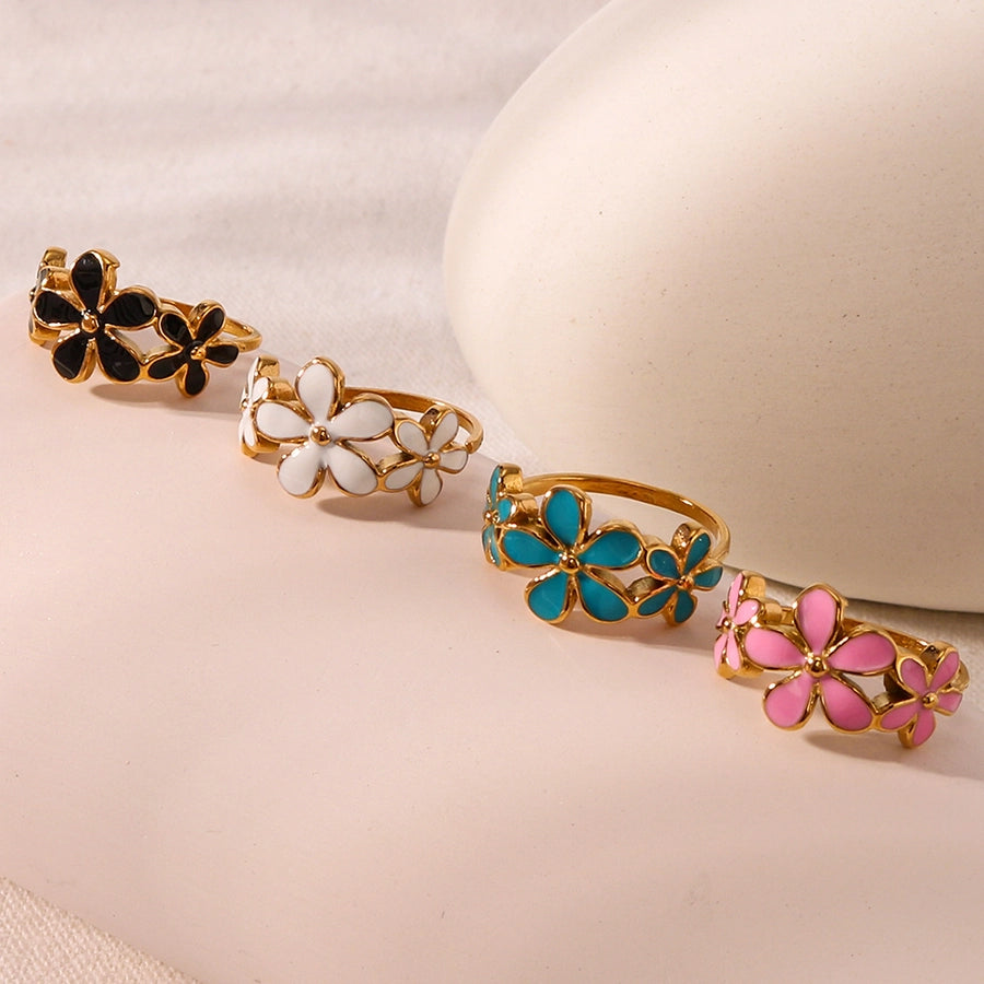 Jewelry IG Style Simple Style Classic Style Flower 304 Stainless Steel 18K Gold Plated Rings