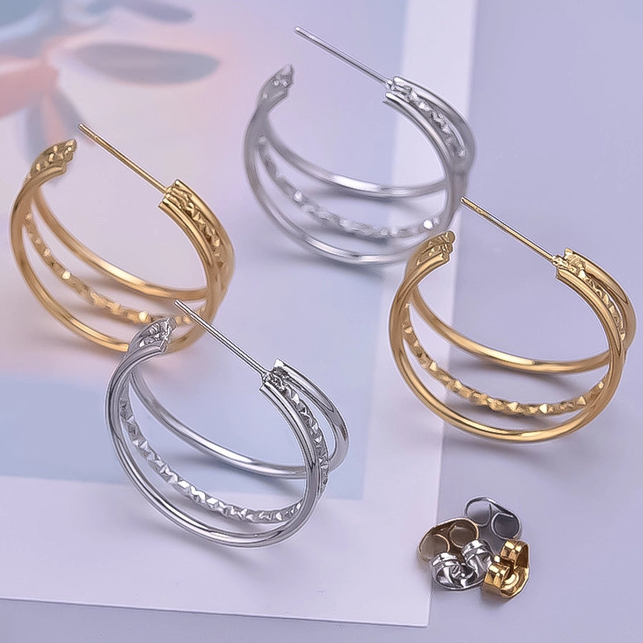 1 Pair Simple Style Classic Style Geometric 304 Stainless Steel 18K Gold Plated Ear Studs