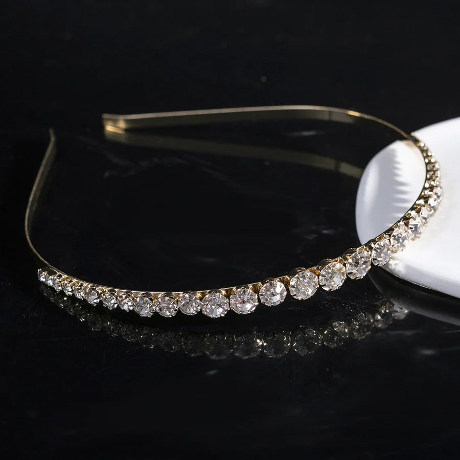 women's simple style waves flower bow knot metal inlay pearl zircon hair band