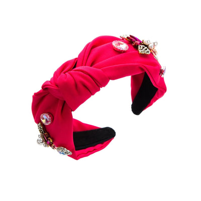 elegant luxurious irregular cloth inlay artificial pearls rhinestones hair band