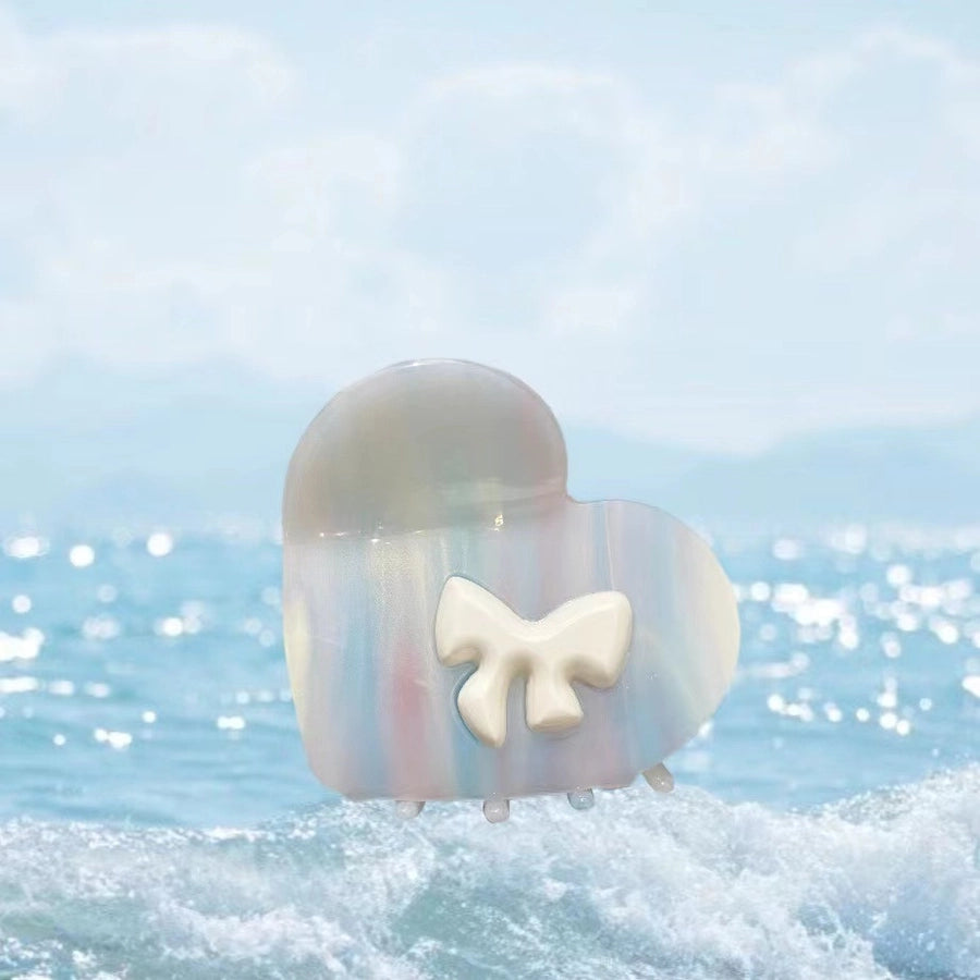 Women's Simple Style Heart Shape Bow Knot Acetic acid sheets Hair Claws