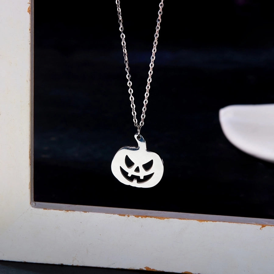 Jewelry Funny Pumpkin ghost Spider 201 Stainless Steel Asymmetrical Hollow Out Pendant Necklace