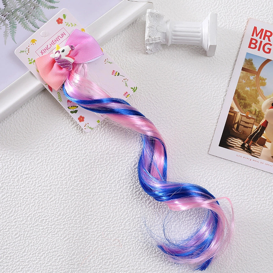 Rainbow Wig Glitter Gradient Hairpin Haircord Hairband Children's Wig Bow Wig Hairpin
