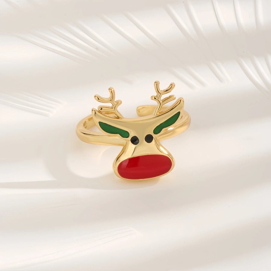 Copper 18K Gold Plated Plating Inlay Elk Zircon Rings