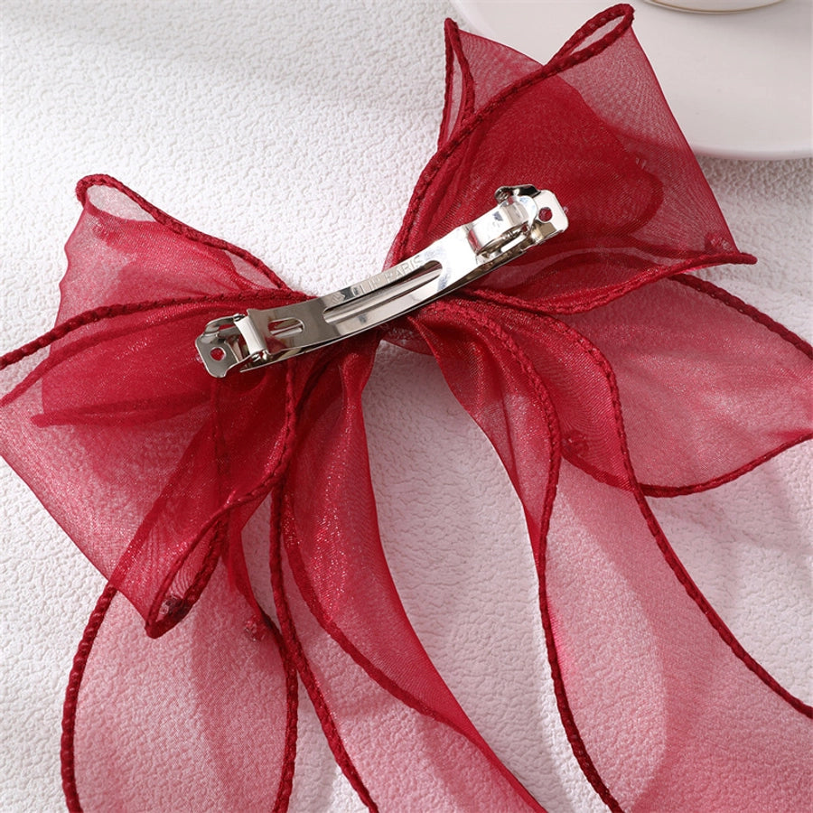 women's sweet solid color bow knot cloth hair clip