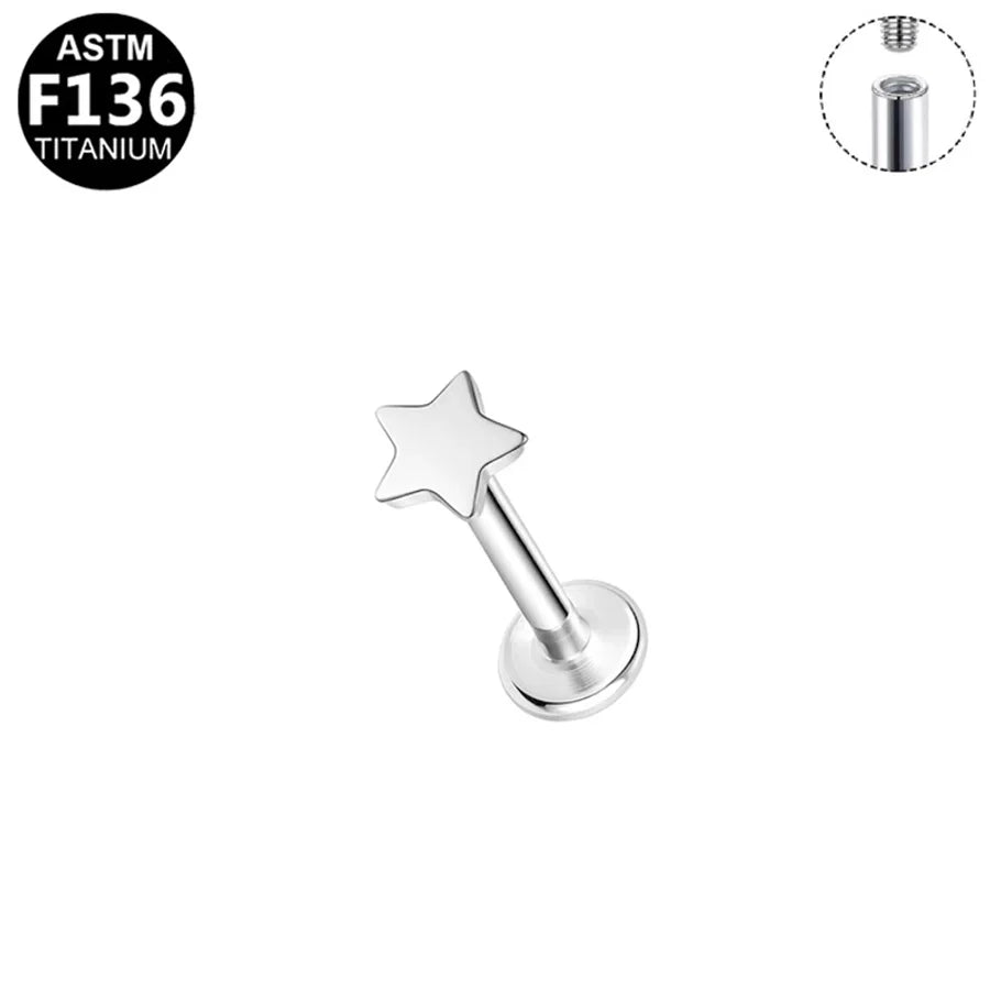 1 Piece Lip Rings Casual Star Moon Pure Titanium Titanium Alloy 14K Gold Plated White Gold Plated Lip Rings Ear Cartilage Rings & Studs