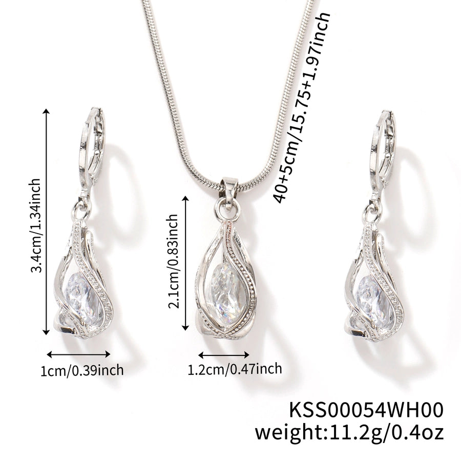 Copper Rhodium Plated Inlay Lantern Glass Jewelry Set