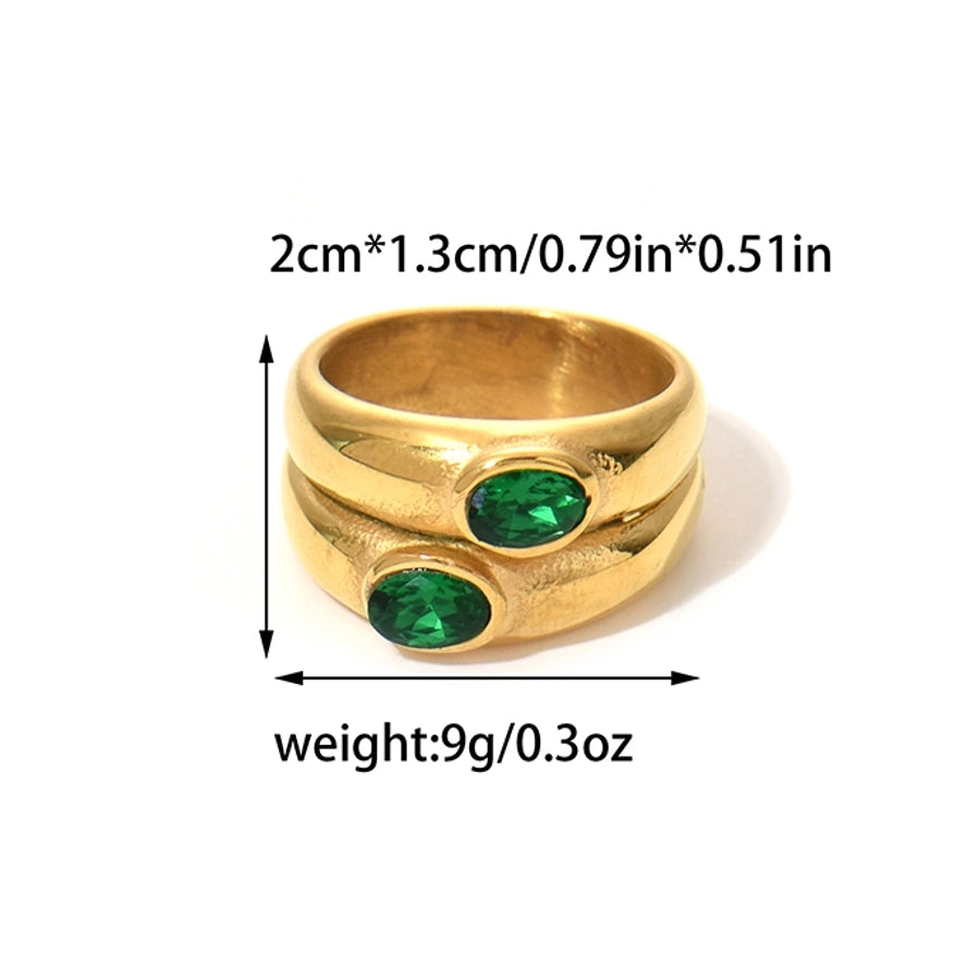 Jewelry Vintage Style Modern Style Commute Heart Shape Twist 304 Stainless Steel Zircon 14K Gold Plated Plating Hollow Out Inlay Rings