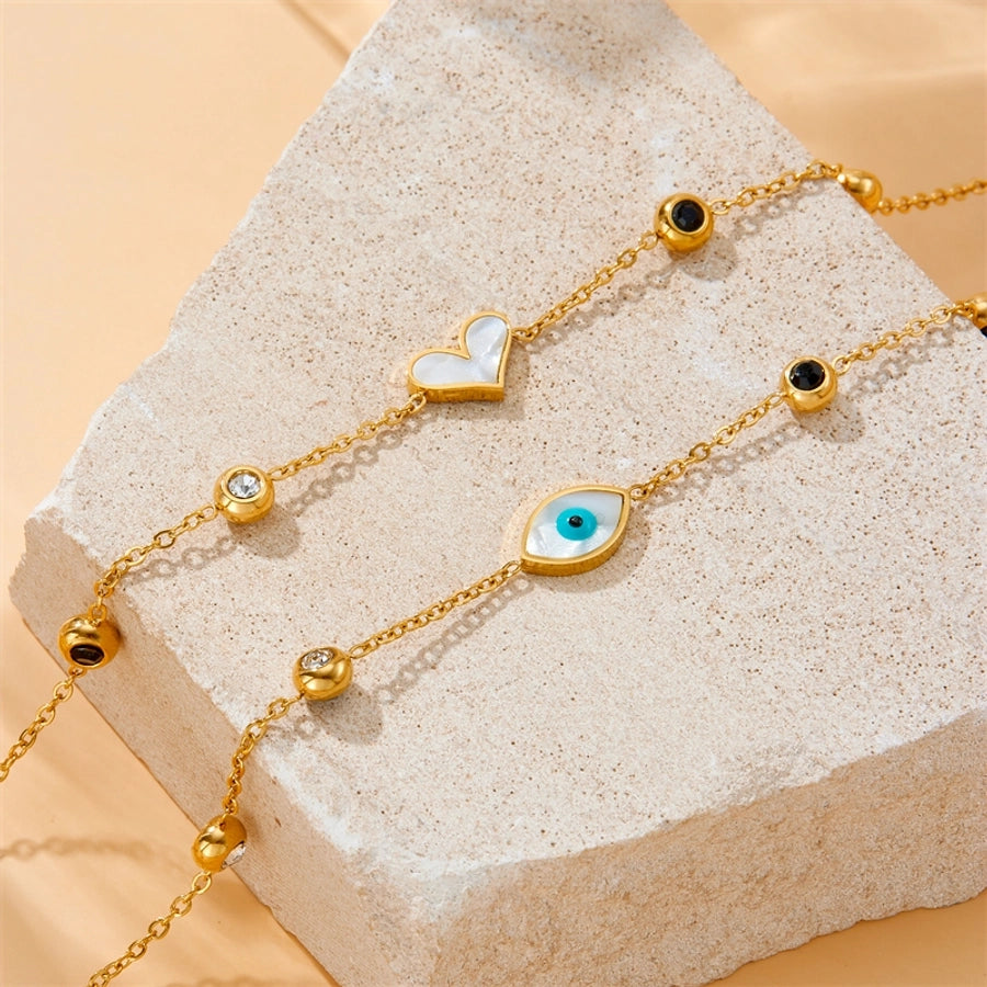 Vintage Style Simple Style Heart Shape 304 Stainless Steel Bracelets In Bulk