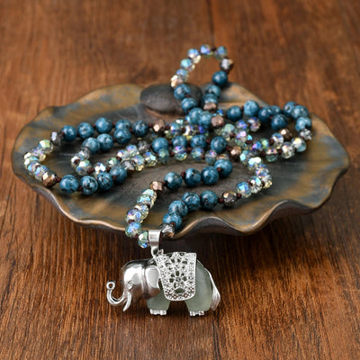 Casual Simple Style Streetwear Elephant Alloy natural stone Pendant Necklace In Bulk