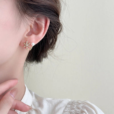 1 Pair Basic Geometric Plating Copper Imitation Pearl Zircon Earrings