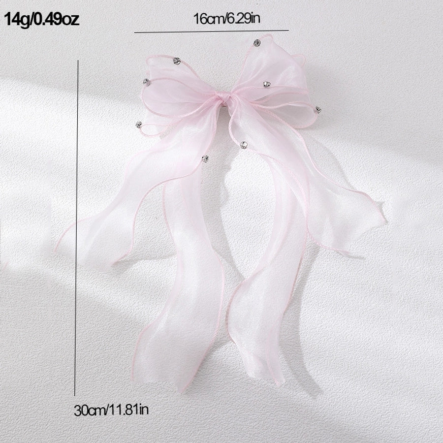 women's sweet solid color bow knot cloth hair clip