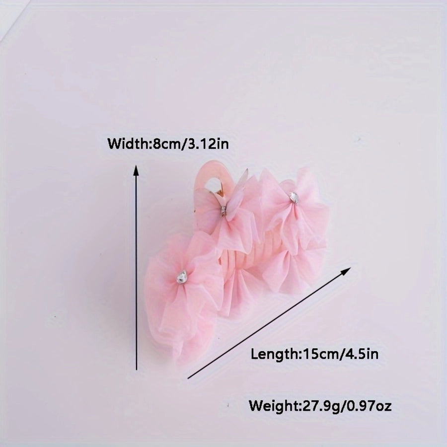 Women's Sweet Classic Style Flower Organza Acetic acid sheets Inlay Rhinestones Hair Claws