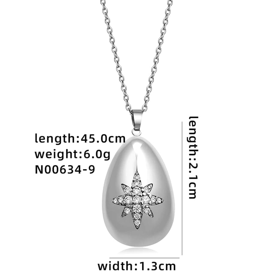 Jewelry Cute Simple Style Star Heart Shape Lines 304 Stainless Steel Copper Zircon K Gold Plated Rhodium Plated Plating Inlay Pendant Necklace