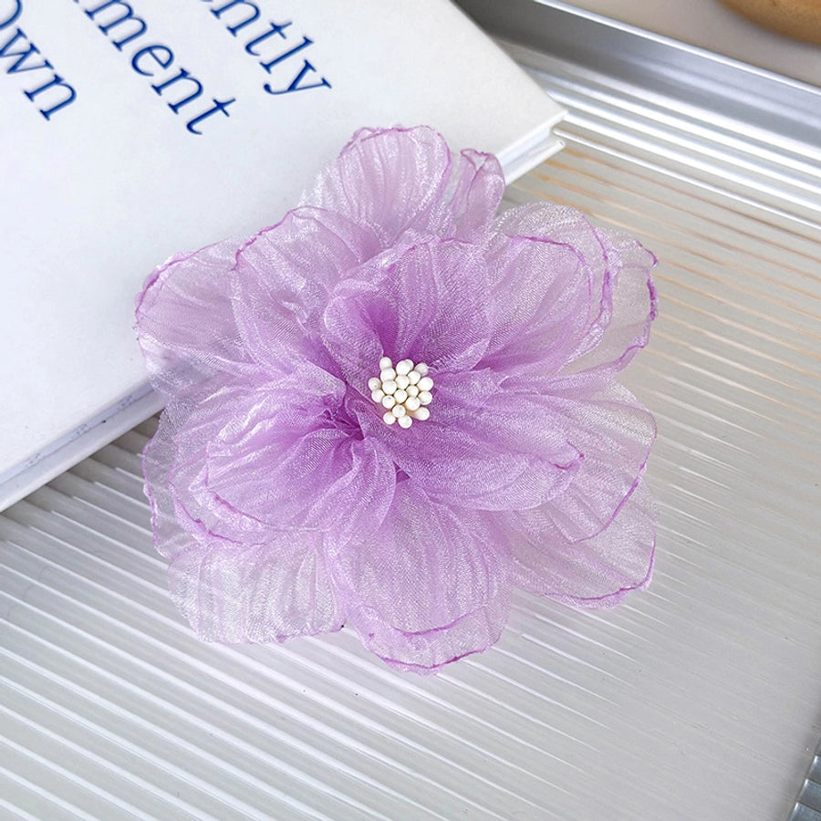 Women's Elegant Romantic Solid Color Gauze Patchwork Hair Clip