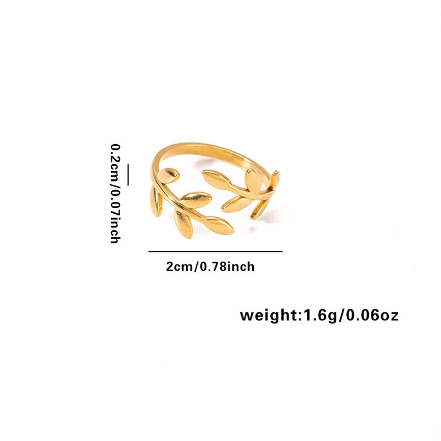 Jewelry Elegant Leaf Heart Shape Titanium Steel Open Rings