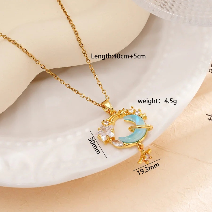 Jewelry Glam Lady Sexy Moon 304 Stainless Steel Copper Pendant Necklace