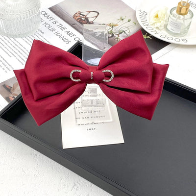 Women's Elegant Sweet Bow Knot Cloth Inlay Rhinestones Hair Clip