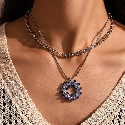 Jewelry Elegant Circle 304 Stainless Steel Rhinestones Glass Stone 18K Gold Plated Plating Inlay Earrings Necklace