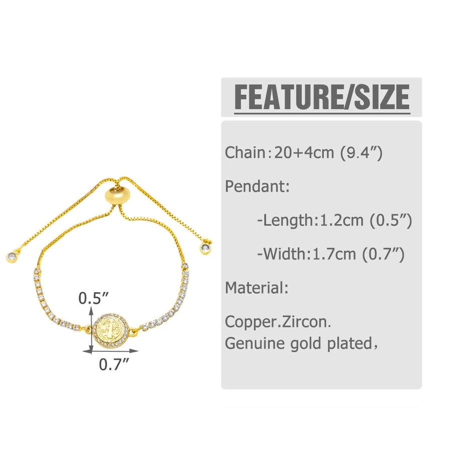 Copper Plating Inlay Pentagram Virgin Mary Zircon Bracelets